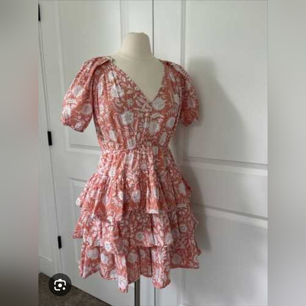 Marea Cotton Grace Ruffle Flounce Long Sleeve Mini Dress Size XS